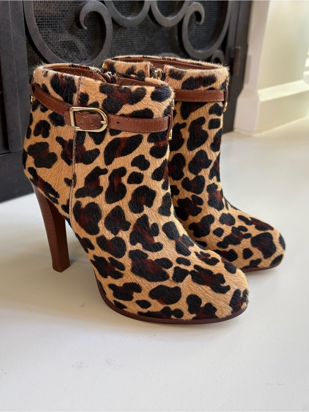 Tory Burch Patricia Calf Hair Leopard Leather Booties 7